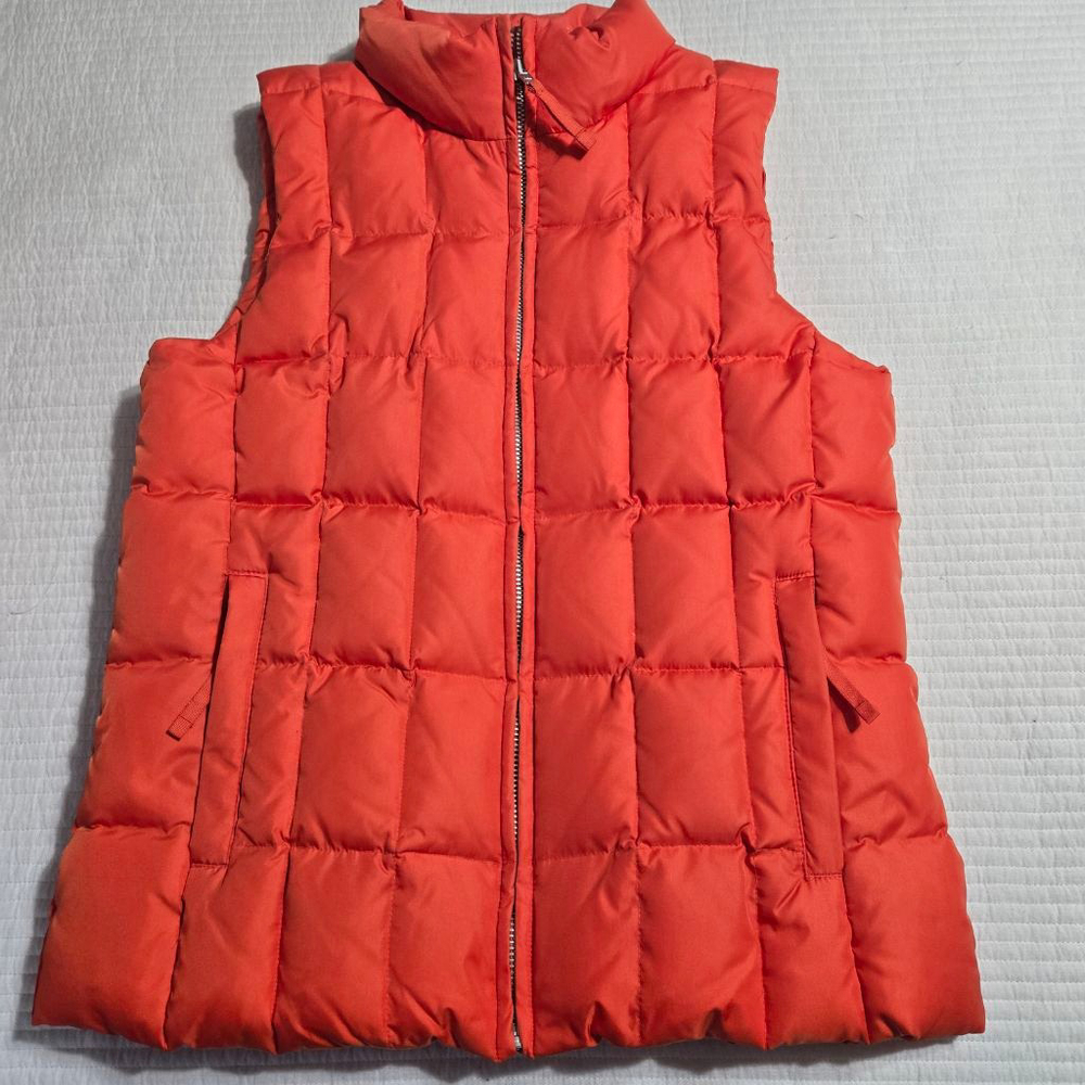 Women's GAP Down Orange Puffer Vest S EUC